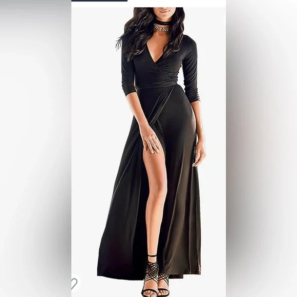 Forever 21 | Dresses | Black Long Sleeve Dress With Slit | Poshmark